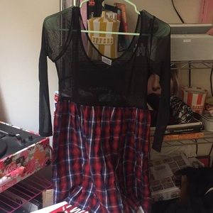 Never worn nasty gal sheer top plaid skirt dress